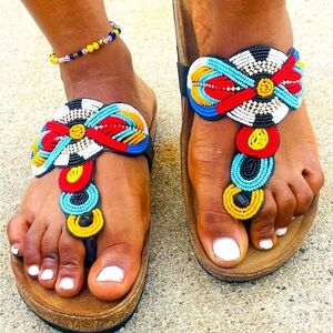 “Bold and Colorful Beaded Sandals – A Statement of Culture and Style”